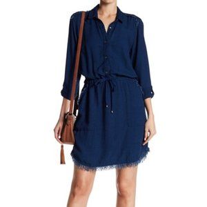 SPLENDID Frayed Trim Denim Dress S